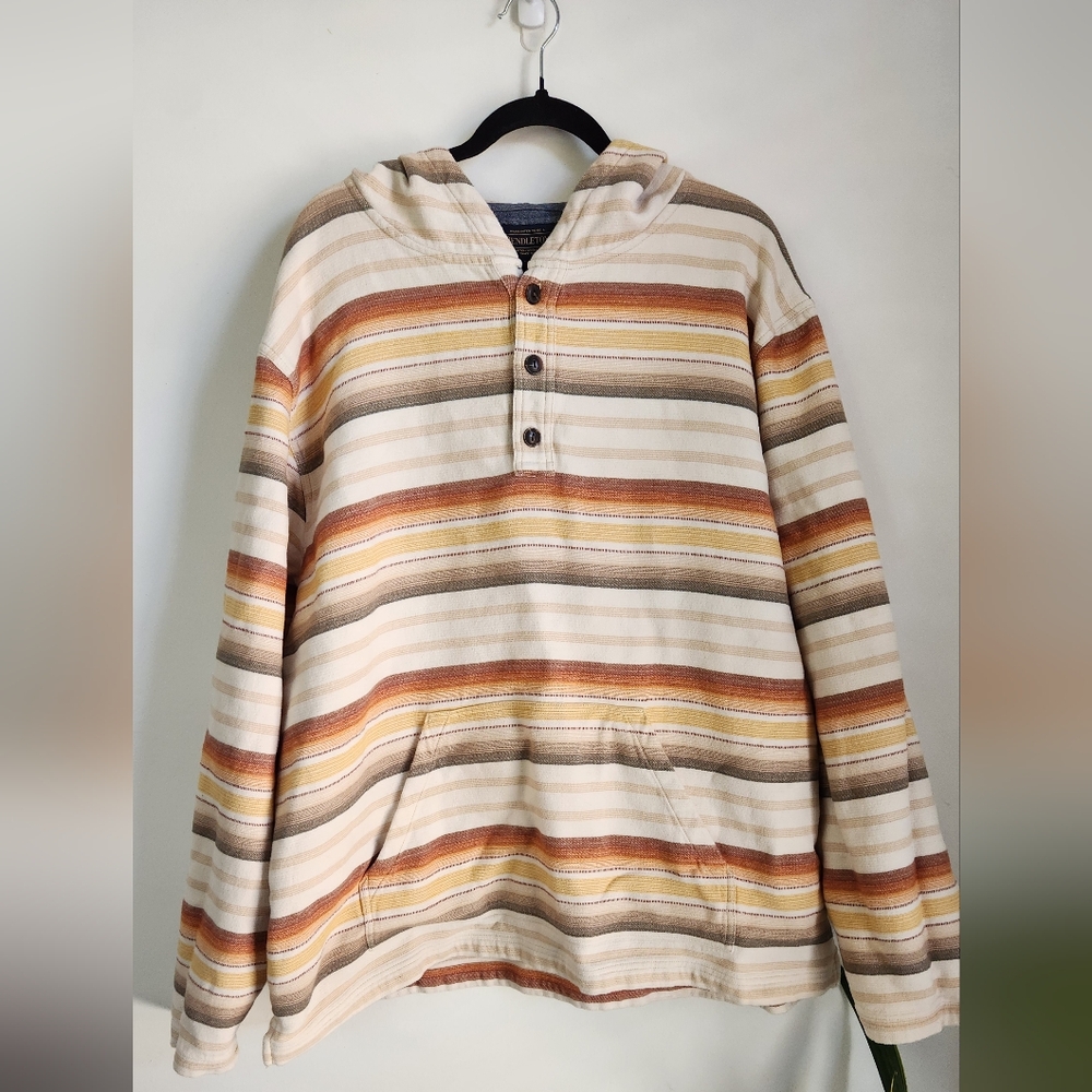 Pendleton Tan/Brown Serape Beach Hoody 100% Cotton - Size XXL